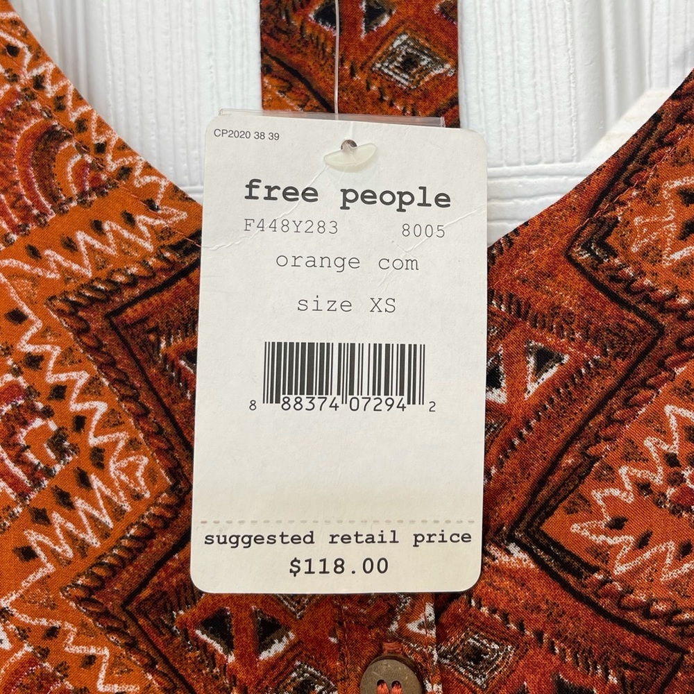 Free People Orange Aztec Dress XS NWT - Picture 4 of 6